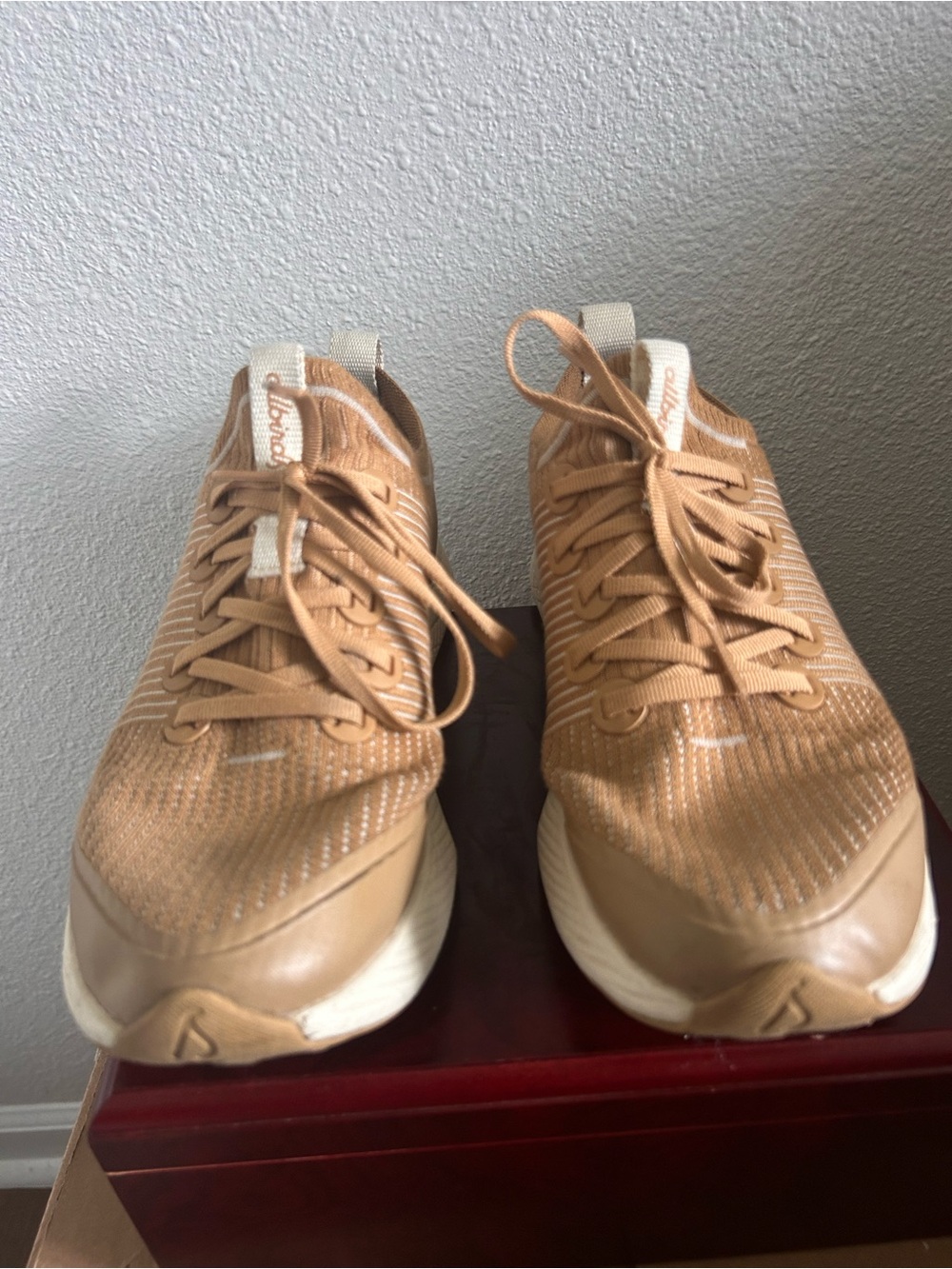 allbirds Tan Knit Lace-Up Sneakers with White Sole